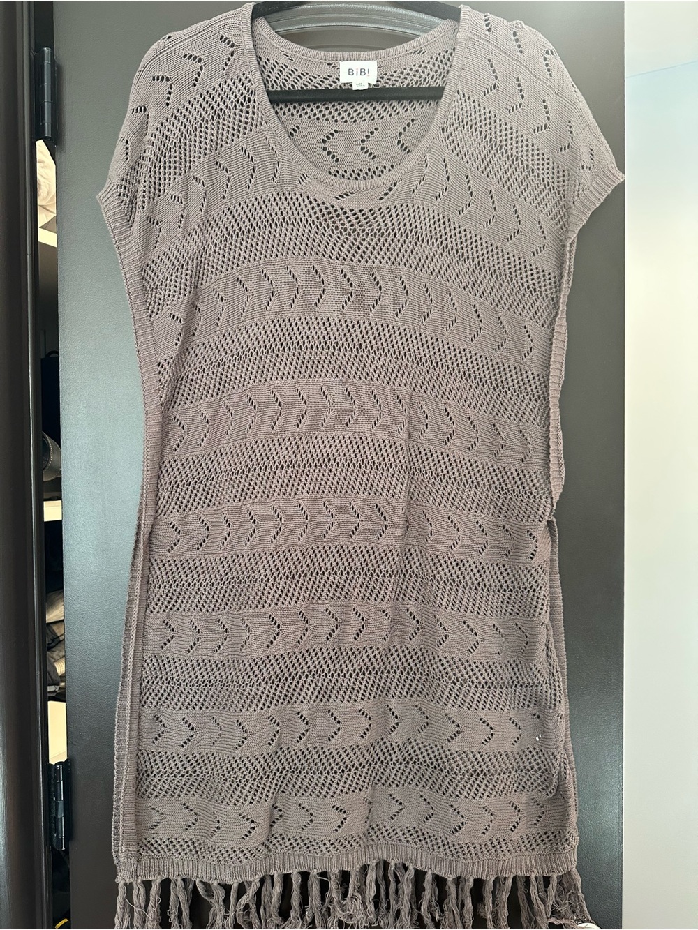 BiBi Taupe Crochet Fringe Swim Coverup